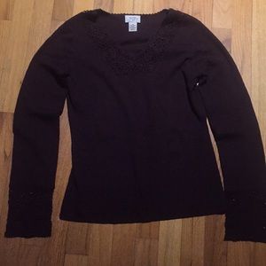 Purple Merino Wool and Cashmere Sweater